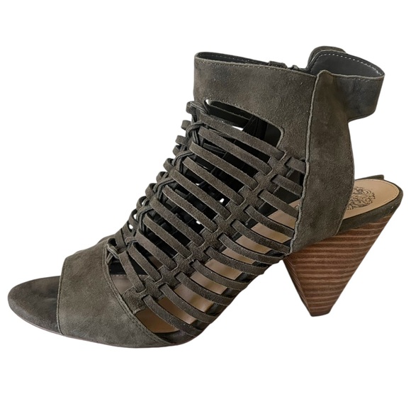 Vince Camuto Grey Edgy Caged Wedge Sandals Sz 9 - Picture 1 of 16